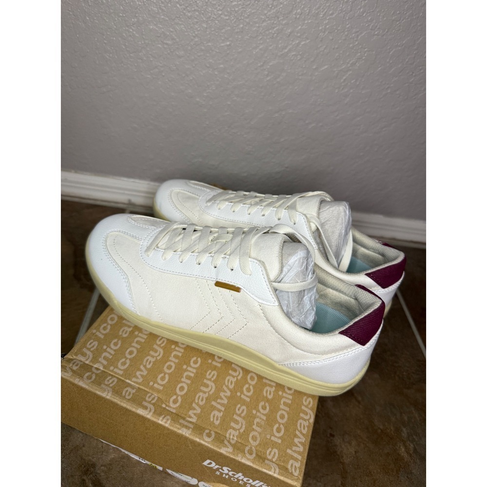 Dr. Scholls Time Off White Sneakers with Burgundy Heel Detail - Women's 10M - Picture 8 of 8